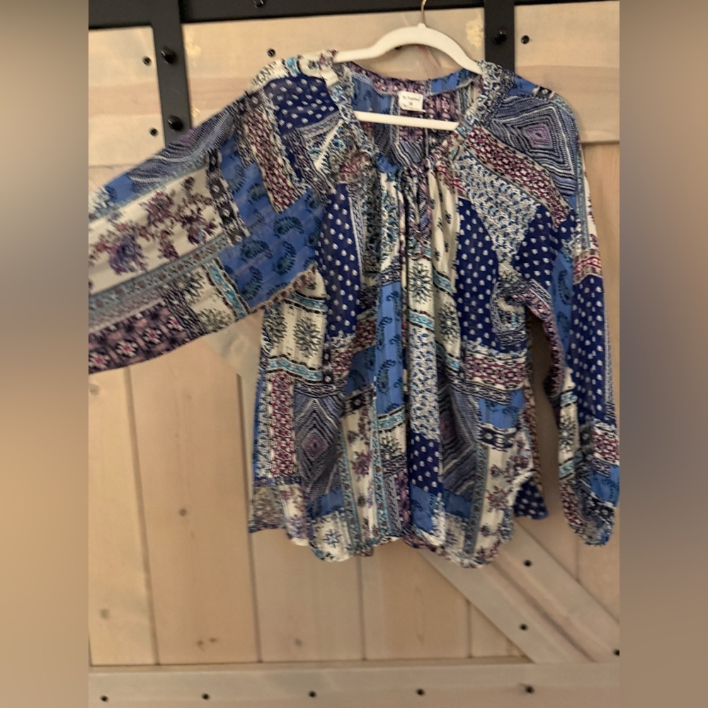 Like New By Together Patchwork Peasant Blouse - image 3
